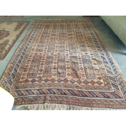 614 - Vintage Hand Woven Persian Balouchi Carpet; Wool Pile on Woollen Base, Pattern of 5 Rows of Oblongs ... 