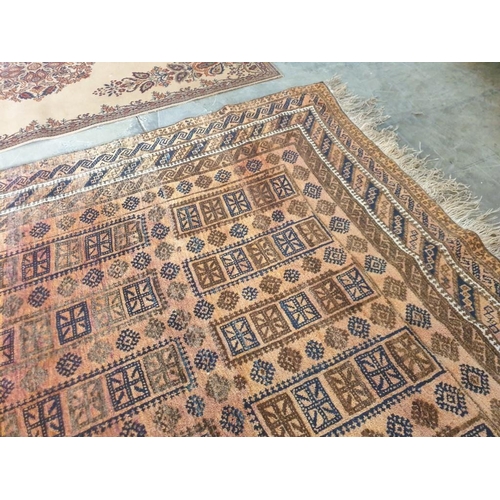 614 - Vintage Hand Woven Persian Balouchi Carpet; Wool Pile on Woollen Base, Pattern of 5 Rows of Oblongs ... 