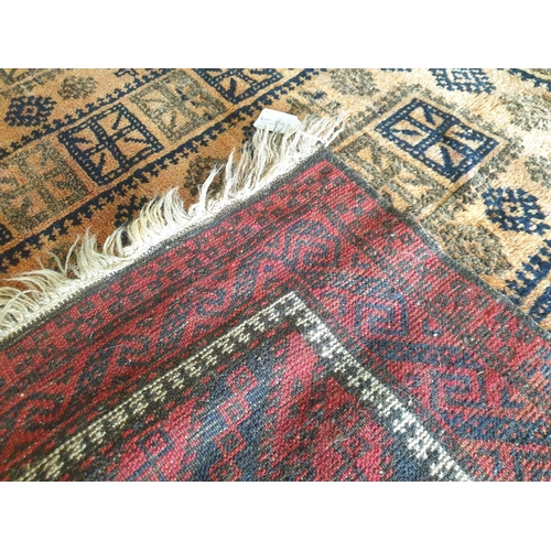 614 - Vintage Hand Woven Persian Balouchi Carpet; Wool Pile on Woollen Base, Pattern of 5 Rows of Oblongs ... 