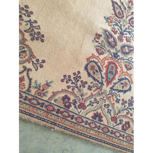 615 - Carpet by Blackwood Morton & Sons, Kilmarnock Scotland, with Beige Colour, Large Medallion in Blues ... 