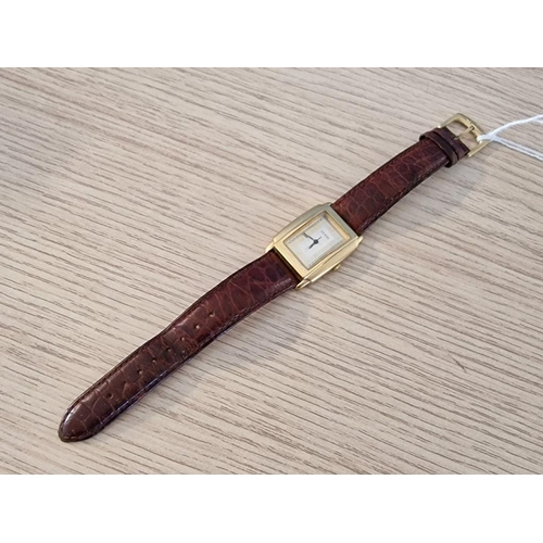 663 - Guess Gold Tone Ladies Wrist Watch with Brown Leather Strap, * Working when Lotted *