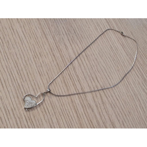 666 - Sterling Silver Heart Shaped Pendant Set with Clear Stones on 925 Silver Necklace, Together with Pai... 