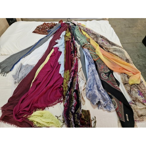 668 - Large Collection of Assorted Scarfs in Various Colours, Styles & Materials