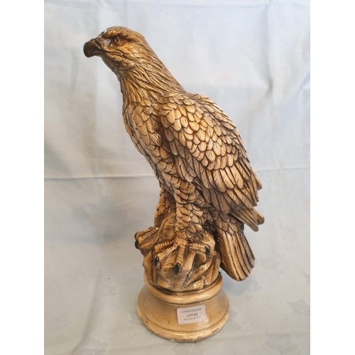 678 - Hand Painted Plaster Statue of Eagle on Plinth (Approx. H: 39cm)