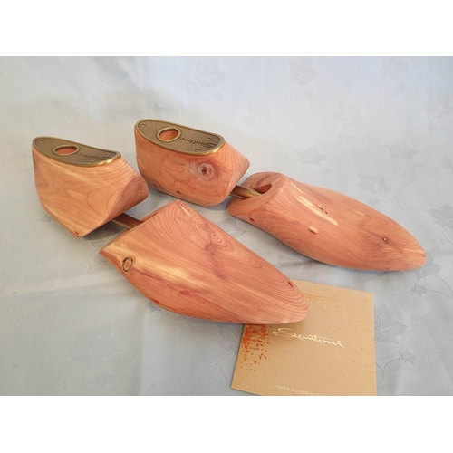 682 - Pair of Santoni Solid Cedar Wood Shoe Lasts / Forms, Polished, Size 8