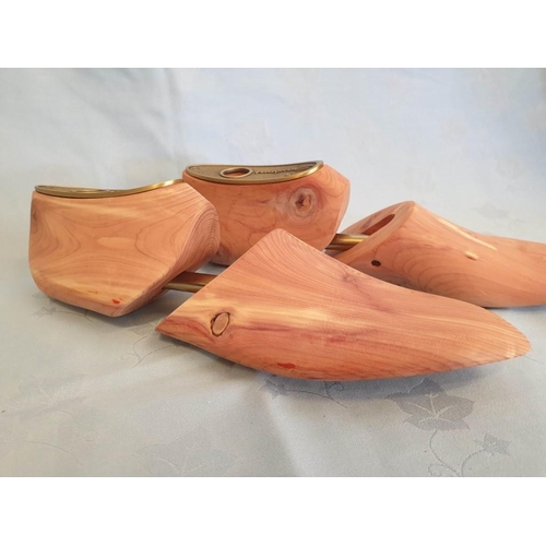 682 - Pair of Santoni Solid Cedar Wood Shoe Lasts / Forms, Polished, Size 8