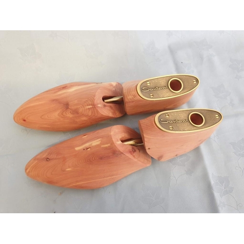 682 - Pair of Santoni Solid Cedar Wood Shoe Lasts / Forms, Polished, Size 8