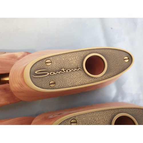 682 - Pair of Santoni Solid Cedar Wood Shoe Lasts / Forms, Polished, Size 8