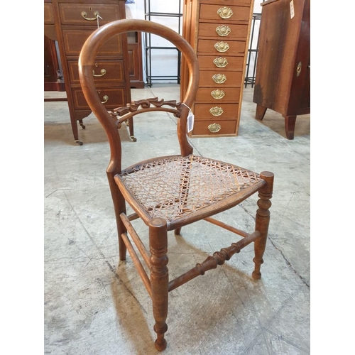 685 - Antique Childs Balloon Back Chair with Cane Seat