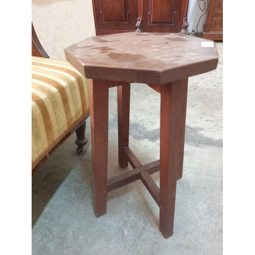 686 - Vintage Solid Wood Stool with Hexagonal Top (Approx. Ø: 29cm, H: 47cm)