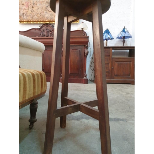 687 - Vintage Solid Wood Stool with Round Top (Approx. Ø: 28cm, H: 69cm)