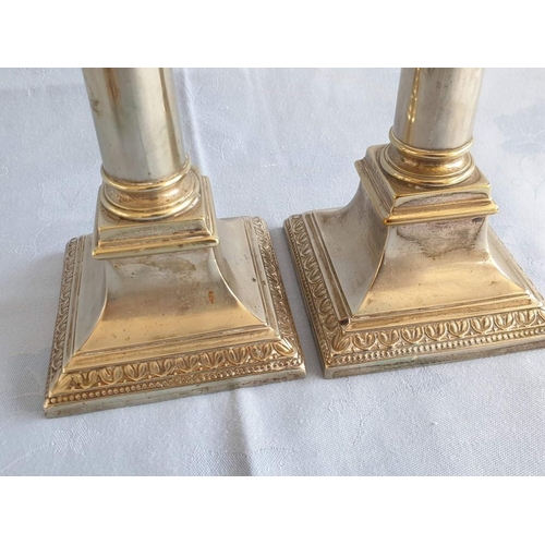 688 - Pair of Silver Plated Classic / Column Lamp Bases (Approx. H: 19cm, Nb. A/F at Top), Together with S... 