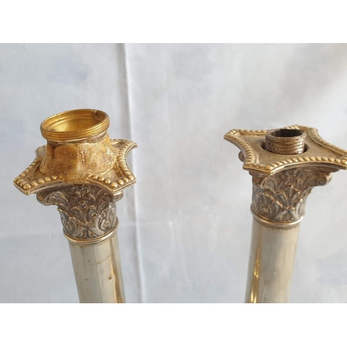 688 - Pair of Silver Plated Classic / Column Lamp Bases (Approx. H: 19cm, Nb. A/F at Top), Together with S... 