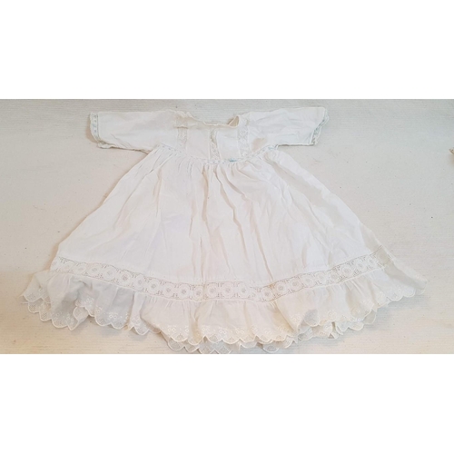 690 - Victorian Christening Baptism Silk Ivory 
 Gown Set (A/F) and Vintage Infant 
 Lightweight Handmade ... 