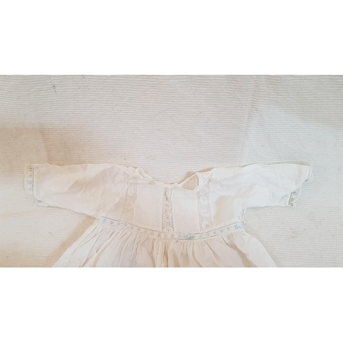 690 - Victorian Christening Baptism Silk Ivory 
 Gown Set (A/F) and Vintage Infant 
 Lightweight Handmade ... 