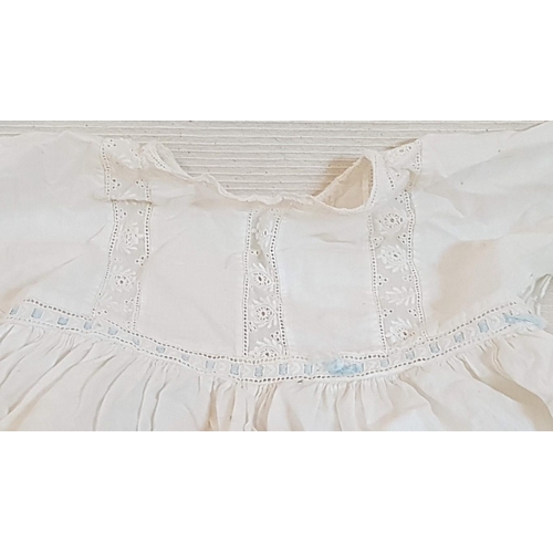 690 - Victorian Christening Baptism Silk Ivory 
 Gown Set (A/F) and Vintage Infant 
 Lightweight Handmade ... 