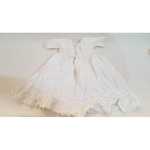 690 - Victorian Christening Baptism Silk Ivory 
 Gown Set (A/F) and Vintage Infant 
 Lightweight Handmade ... 