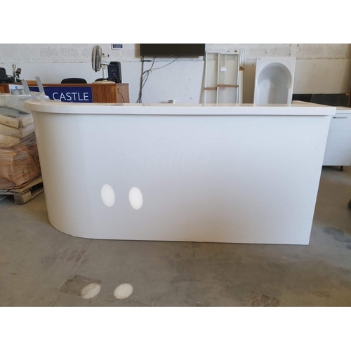 702 - White Colour Reception Desk with Curved End and Internal Shelf (Approx. 246 x 70 x 111cm)