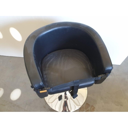 703 - Childs Cutting Chair for Hair Salon; Black Leatherette  Bucket Seat with Chrome Pedestal Base