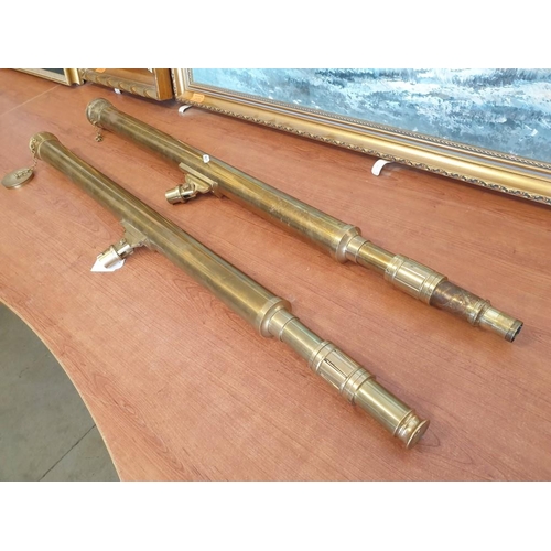 626 - Pair of Vintage Brass Telescopes, (Approx. 96cm), (One A/F), (2)