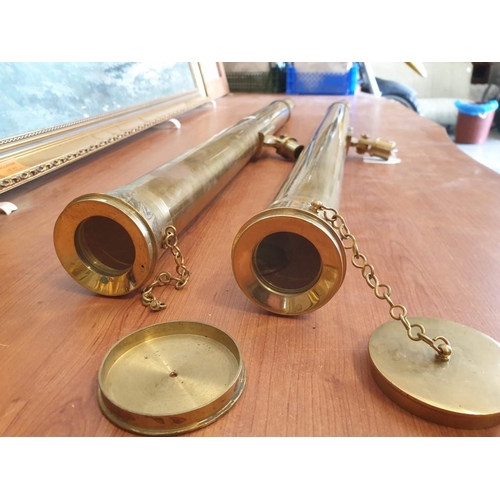 626 - Pair of Vintage Brass Telescopes, (Approx. 96cm), (One A/F), (2)