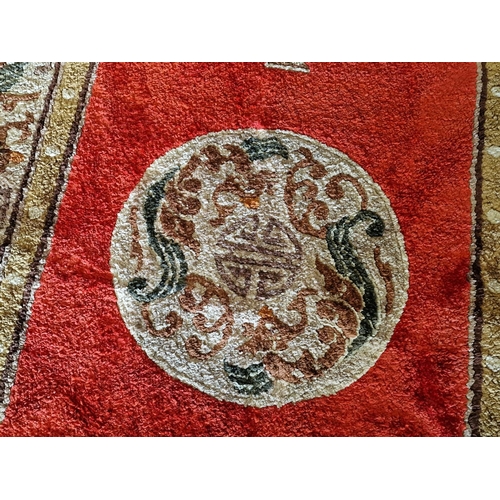 630 - Chinese Imperial Jewel Wool Carpet with Red Pattern, (Approx. 120 x 70cm)