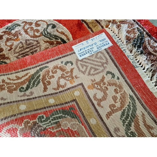 630 - Chinese Imperial Jewel Wool Carpet with Red Pattern, (Approx. 120 x 70cm)