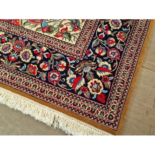 631 - Handmade Persian Carpet; Iran Qum, Wool & Cotton, Very Decorative Floral Pattern with Vase and Featu... 