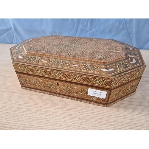 638 - Vintage Middle Eastern Marquetry Jewelery Box, (Approx. 37 x 24 x 10cm)