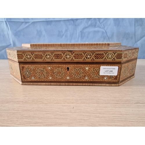 638 - Vintage Middle Eastern Marquetry Jewelery Box, (Approx. 37 x 24 x 10cm)