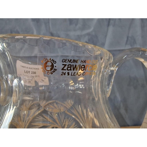 640 - 'Zawiercie' Lead Crystal Jug from Poland, (H: 16cm), Together with Octagonal Glass Jug and Vintage M... 