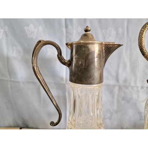 781 - 2 x Vintage Claret Jugs with Silver Plated Top, Handle & Spouts, (2)