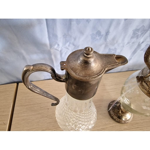 781 - 2 x Vintage Claret Jugs with Silver Plated Top, Handle & Spouts, (2)