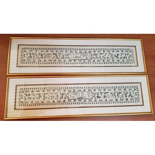 783 - Pair of Chinese Embroidery on Silk in Gilded Frame (Approx. 68 x 20cm each)