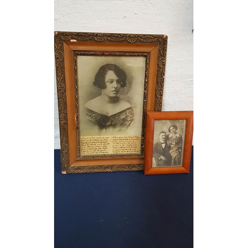 786 - Antique Photo of Lady and Couple (Perhaps Spouses) Possibly 20 - 30's, in Wooden Frames (27 x 37cm a... 