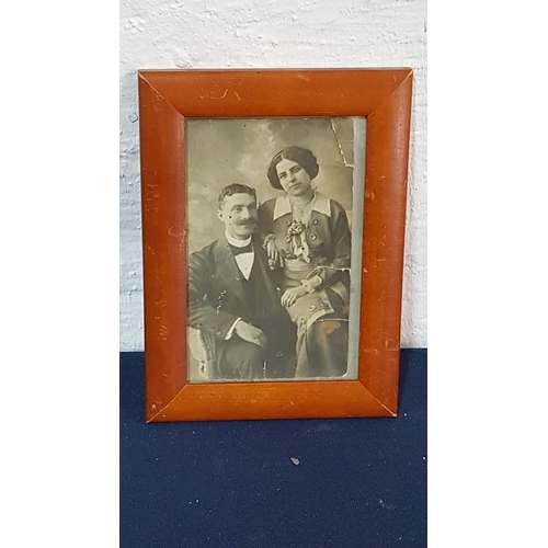 786 - Antique Photo of Lady and Couple (Perhaps Spouses) Possibly 20 - 30's, in Wooden Frames (27 x 37cm a... 