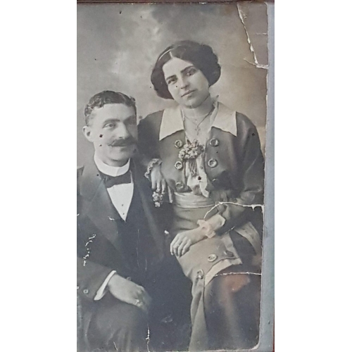 786 - Antique Photo of Lady and Couple (Perhaps Spouses) Possibly 20 - 30's, in Wooden Frames (27 x 37cm a... 