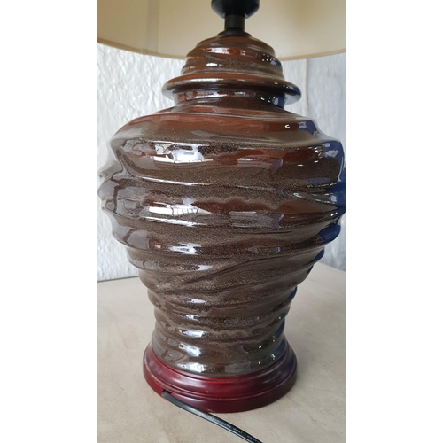 794 - Large Ceramic Base Table Lamp (Dark Brown Ceramic) and Classic Cream Colour Lamp Shade (Un-Tested)