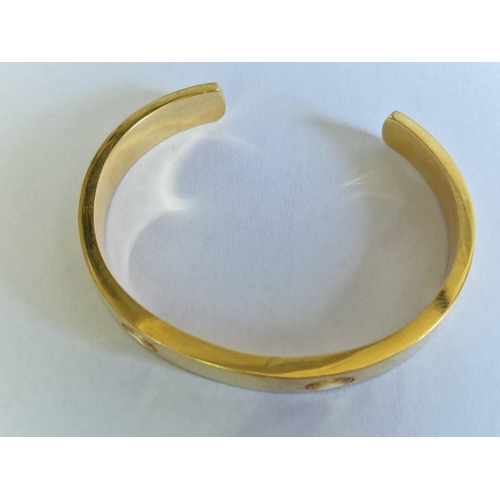 77A - 18ct Gold Bangle Bracelet with 2 x Oval Cut Yellow Sapphires, Each Approx. 7.5 x 5.7mm (Bracelet App... 