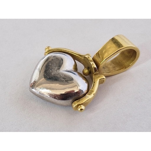 77B - 18ct Gold Two-Tone Heart Pendant, Total Weight Approx. 4.9g

* Tested with XRF Metal Analyser *