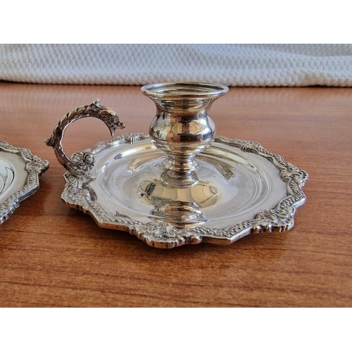 9 - Pair of Silver (.900) Candle Holders with Decorative Edging and Carrying Handle, (2)

* Tested with ... 