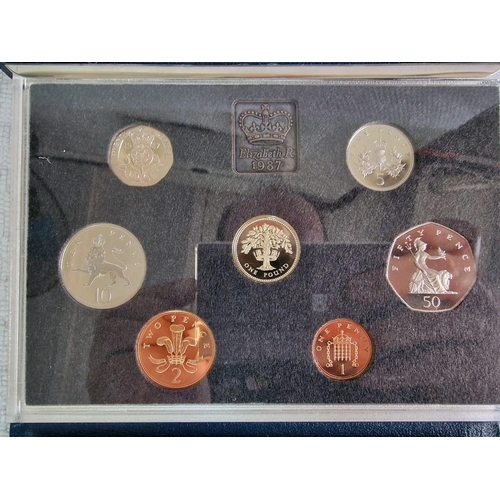 585 - 3 x Consecutive Years of United Kingdom Proof Coin Collections by Royal Mint; 1985, 1986 & 1987. 8 x... 