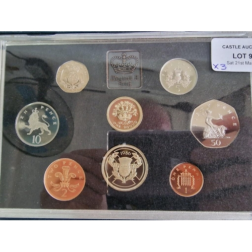 585 - 3 x Consecutive Years of United Kingdom Proof Coin Collections by Royal Mint; 1985, 1986 & 1987. 8 x... 