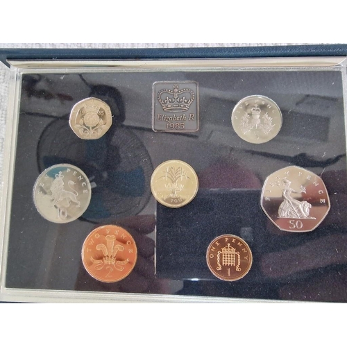 585 - 3 x Consecutive Years of United Kingdom Proof Coin Collections by Royal Mint; 1985, 1986 & 1987. 8 x... 