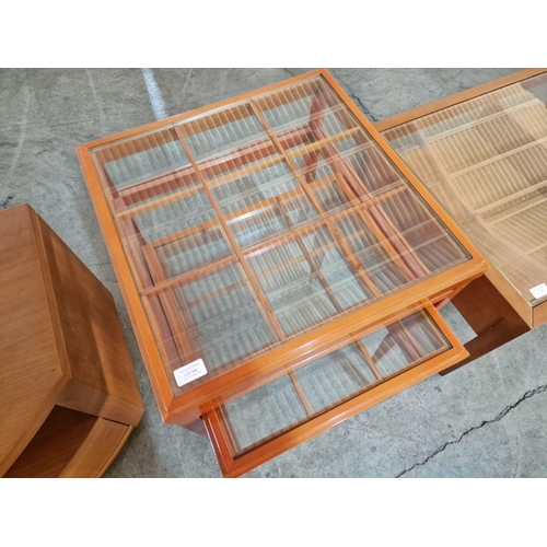 802 - Nest of 2 Coffee / Side Tables, Wood Frame with Inset Glass Top, (Largest Approx. 50 x 50 x 60cm), (... 