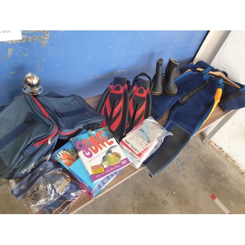 812 - Collection of Diving Equipment, Incl. 'Dolphin, St Albans' 2-Piece Wetsuit, Wetsuit Boots, Diving Fi... 