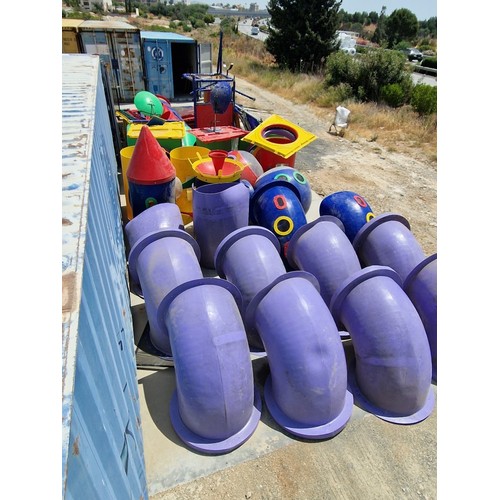 822 - Large Children's Playground Structure, Multi-Story with Tunnels/ Tubes, Themed Sections with Car & G... 