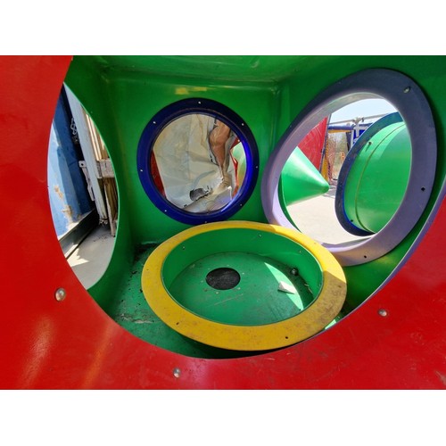 822 - Large Children's Playground Structure, Multi-Story with Tunnels/ Tubes, Themed Sections with Car & G... 