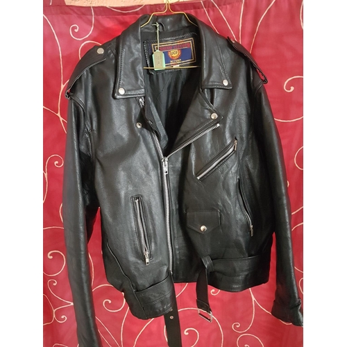 159 - Motorbike Rocket Retro Black Leather Jacket (XL, XXL)