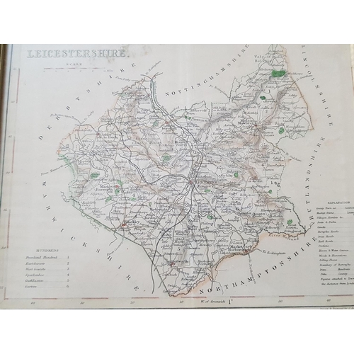 562 - Vintage Leicestershire Map and 5 x Wooden Photo Frames in Various Wood and Sizes